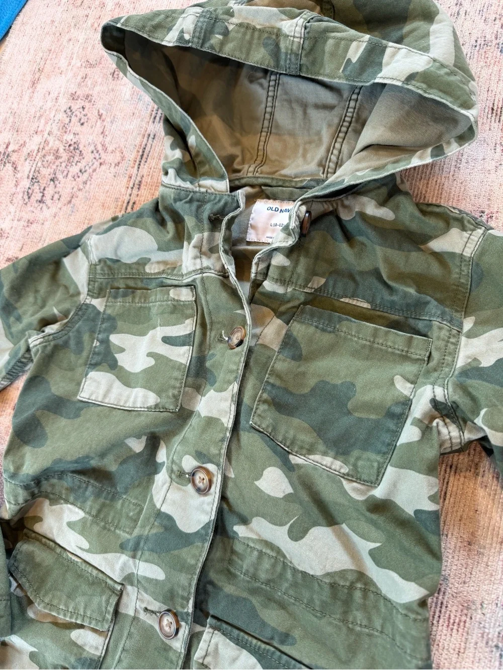 Old Navy Kids Hooded Camo Jean Jacket - Green Camo